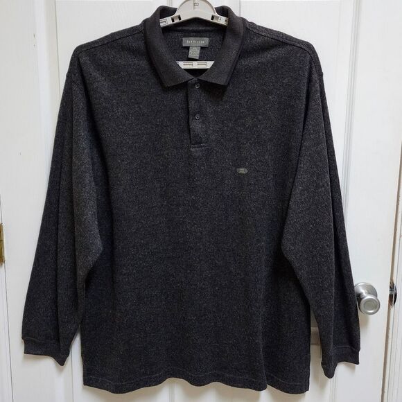 Van Heusen Sweater Mens 2XL Heather Black Cotton Blend Long Sleeve Button Soft - Picture 1 of 10